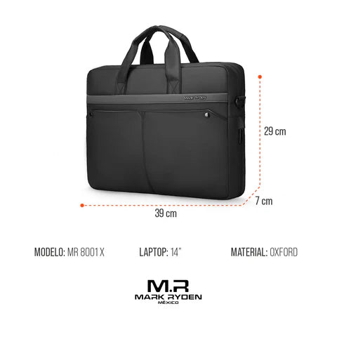 Maletín Moderno para Laptop 14”  | Expandible, Impermeable y de Estilo  Mark Ryden MR 8001X