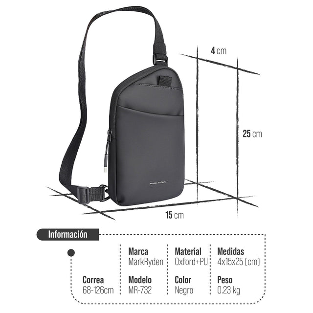 Bandolera Ejecutiva Aesthetic Negra | Moderna, Compacta y Funcional para Profesionales Mark Ryden MR732