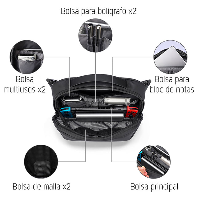 Bolso Bandolera Piel Sintética Impermeable, Minimalista y de Gran Capacidad MR 303