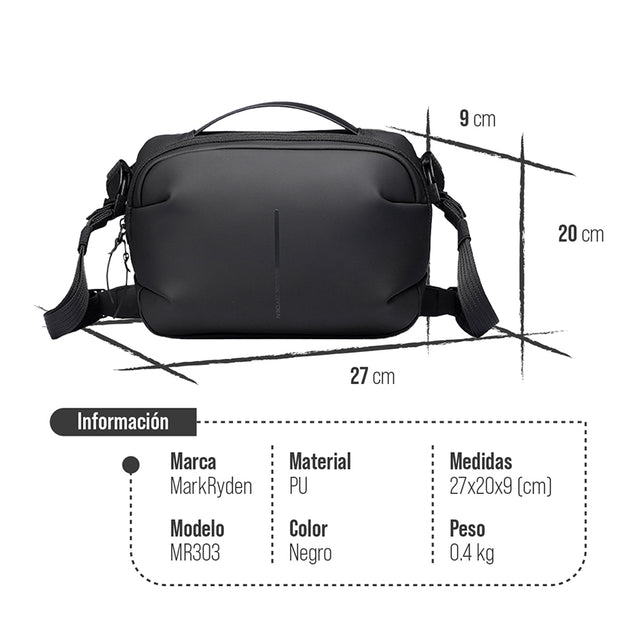 Bolso Bandolera Piel Sintética Impermeable, Minimalista y de Gran Capacidad MR 303