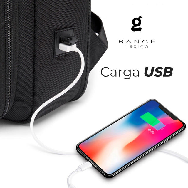 BANGE Mochila Negra Expandible con puerto USB Modelo BG-S56